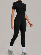 Half Zip Short Sleeve Yoga Jumpsuit