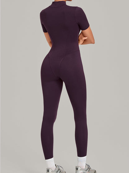 Half Zip Short Sleeve Yoga Jumpsuit