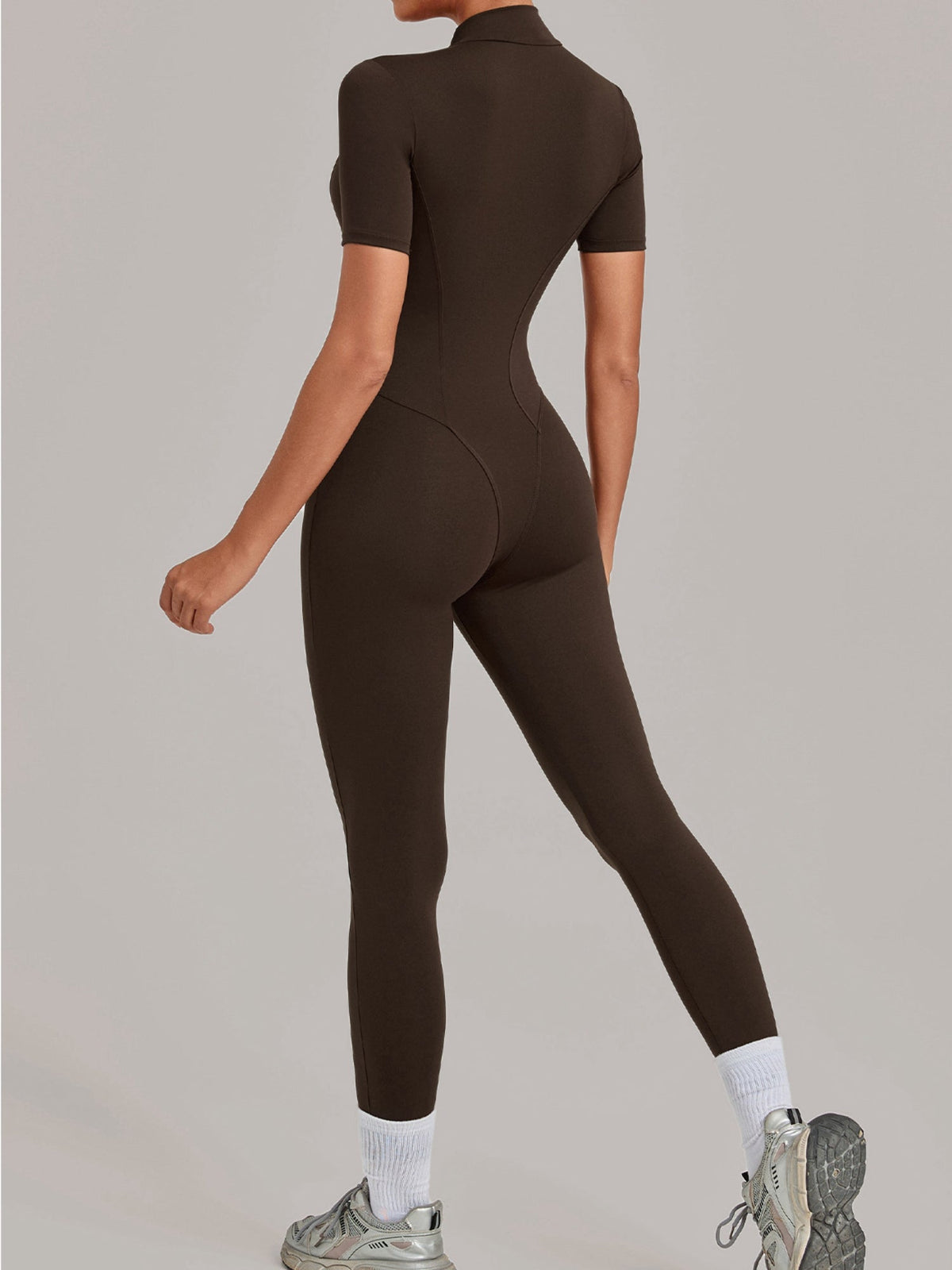Half Zip Short Sleeve Yoga Jumpsuit