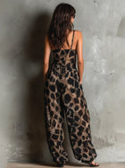 Leopard Print Deep V-Neck Twist Front Wide Leg Jumpsuit