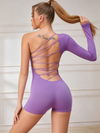 One-Shoulder Lace-Up Unitard Romper