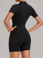 Half Zip Short Sleeve Workout Romper