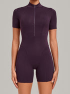 Half Zip Short Sleeve Workout Romper