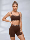 Leopard Trim Criss Back Sports Bra Short Set