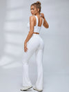 Cross Halter Cutout V Waist Fitness Set