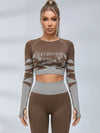 Seamless Print Long Sleeve Fitness Set