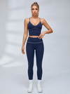 Contrast Thin Strap Y-Back Fitness Leggings Set