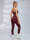 Contrast Thin Strap Y-Back Fitness Leggings Set