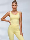 Lace Trim Double Strap Workout Leggings Set