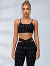 Polka Dot Crisscut Waist Workout Leggings Set