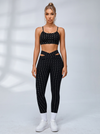 Polka Dot Crisscut Waist Workout Leggings Set