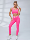Contrast Stripe Criss Waist Workout Leggings Set