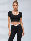 Criss Cutout Short Sleeve Flared Leggings Set