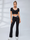 Criss Cutout Short Sleeve Flared Leggings Set