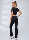 Criss Cutout Short Sleeve Flared Leggings Set