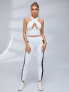 Halter Keyhole Lace Side Leggings Set