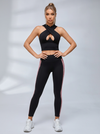 Halter Keyhole Lace Side Leggings Set