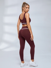 Contrast Piping Cutout Long Sleeve Leggings Set