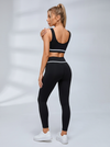 Contrast Piping Cutout Long Sleeve Leggings Set