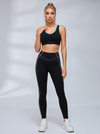 Contrast Cutout Back Sports Bra Leggings Set