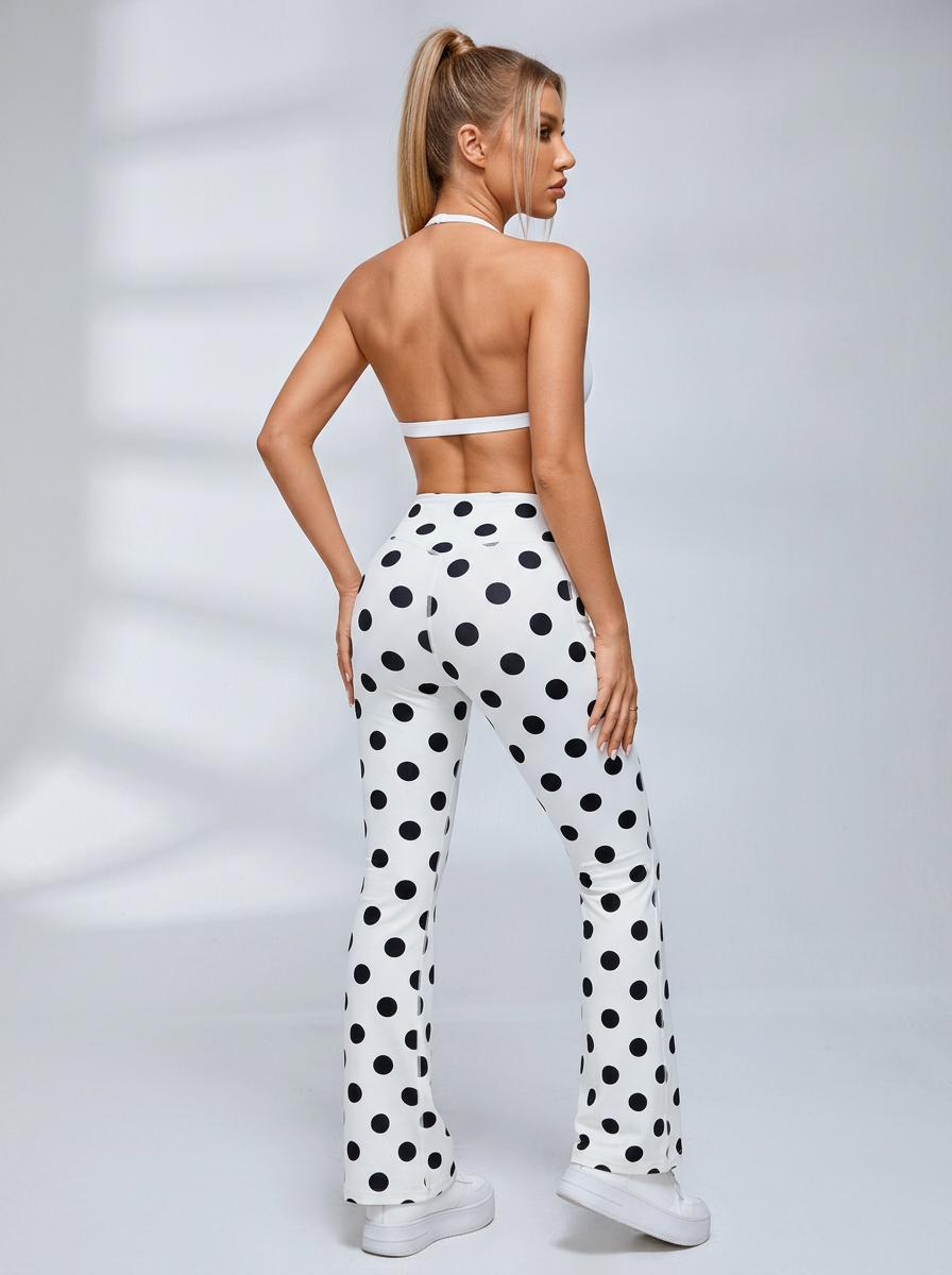 Polka Dot Halter Flared Leggings Set