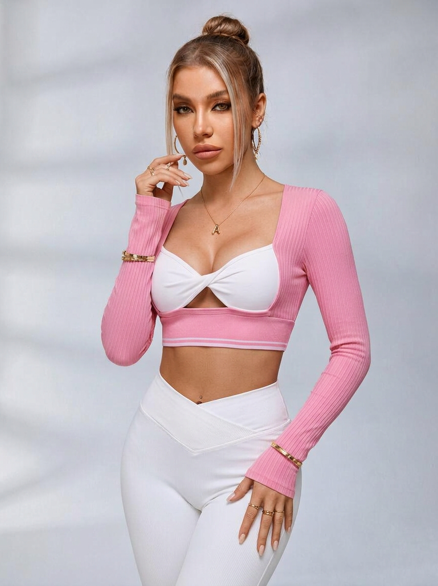 Ribbed Layered Long Sleeve Flared Leggings Set
