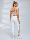 Mesh Sports Bra Lace Side Leggings Set