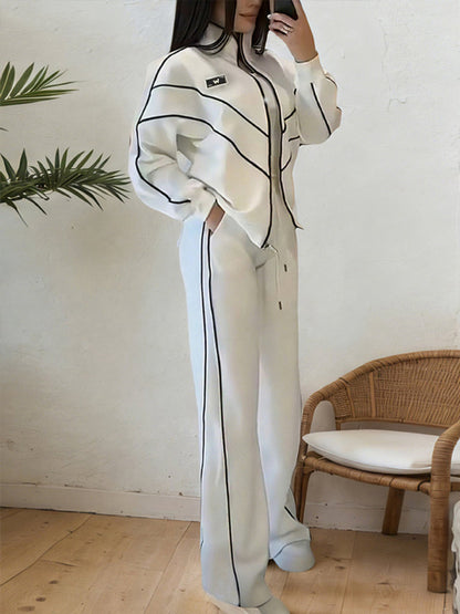 Stand Collar Long Sleeve Outfit Set