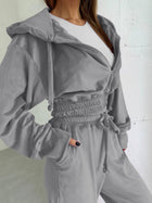 Elastic Waist Hooded 2 Piece Lounge Set