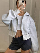 Oversized Long Sleeve Crop Hooded Jacket