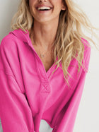 Casual V Neck Half Zip Hoodie