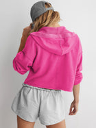 Casual V Neck Half Zip Hoodie