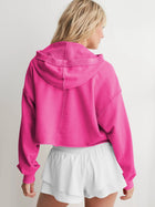 Casual V Neck Half Zip Hoodie