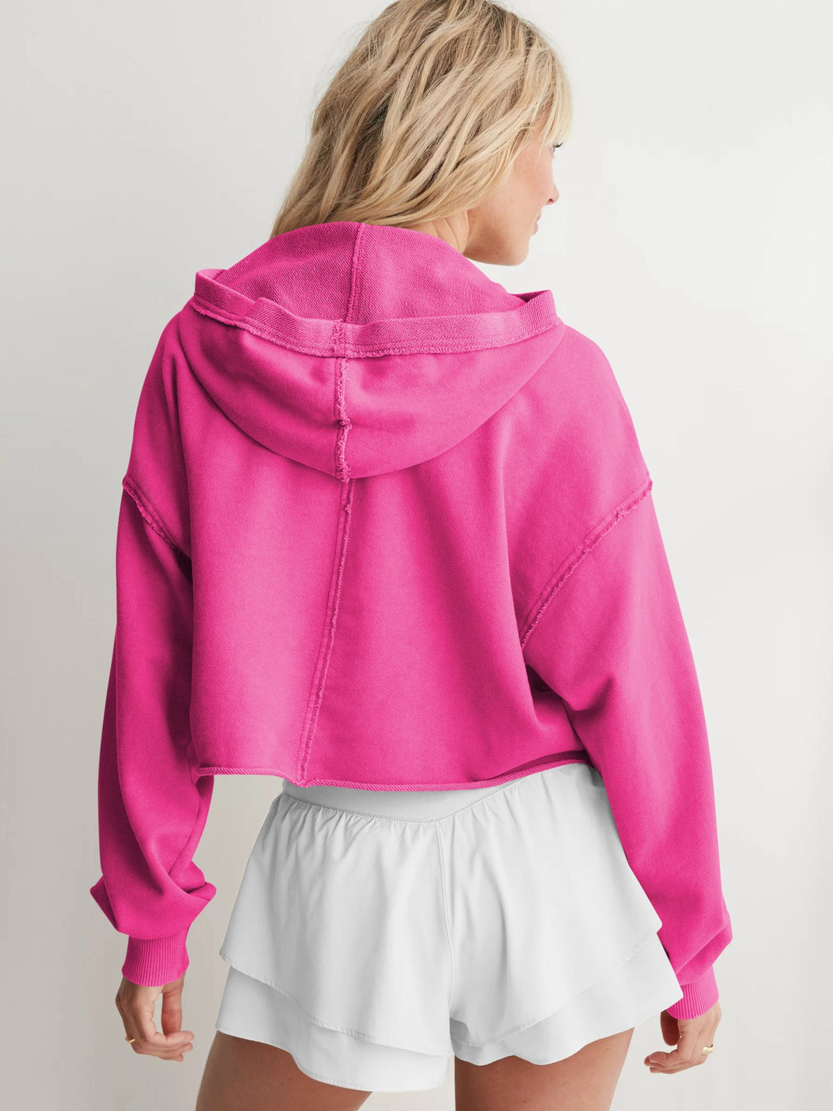 Casual V Neck Half Zip Hoodie