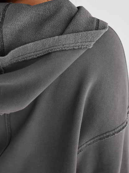 Casual V Neck Half Zip Hoodie