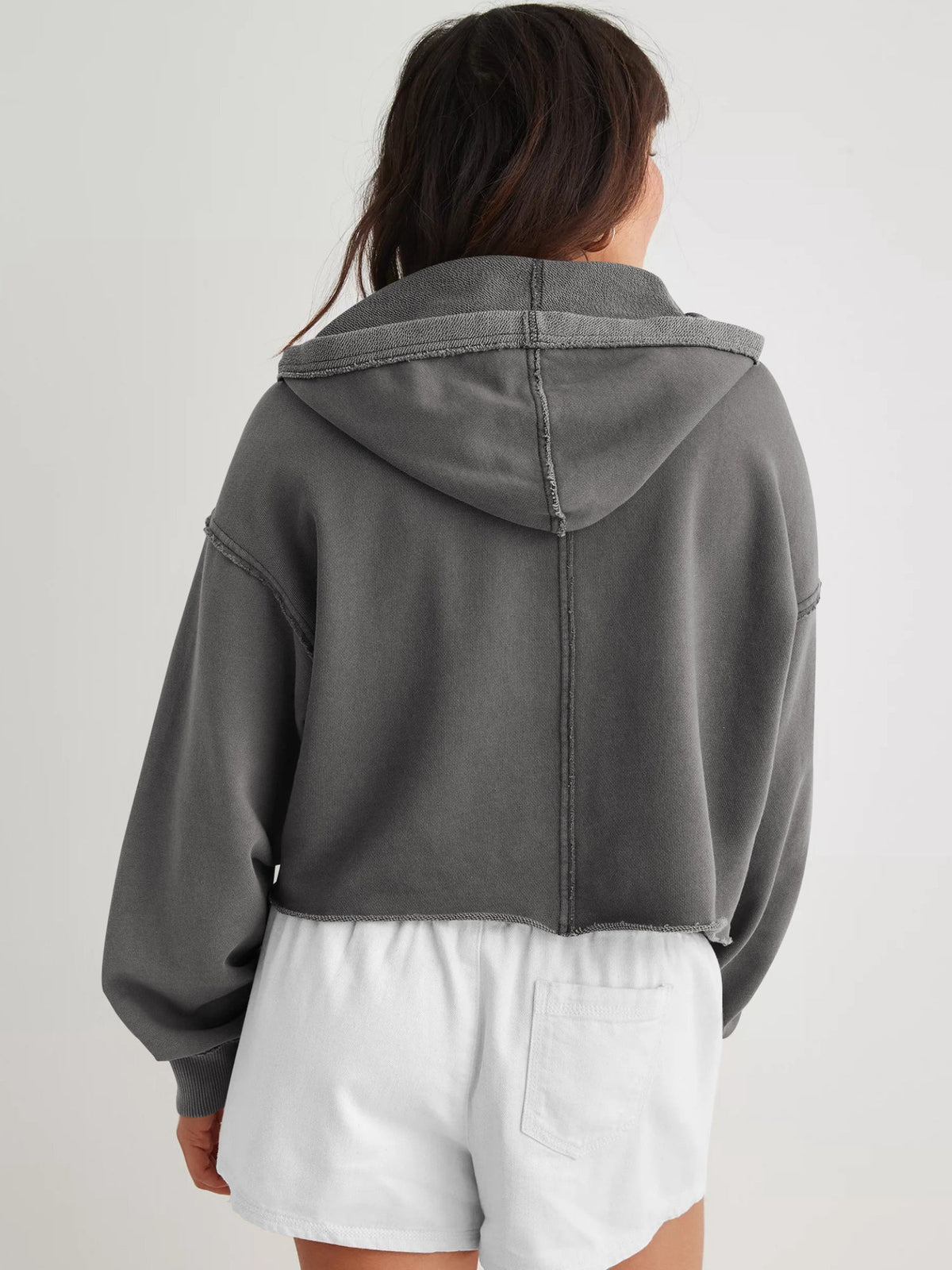 Casual V Neck Half Zip Hoodie
