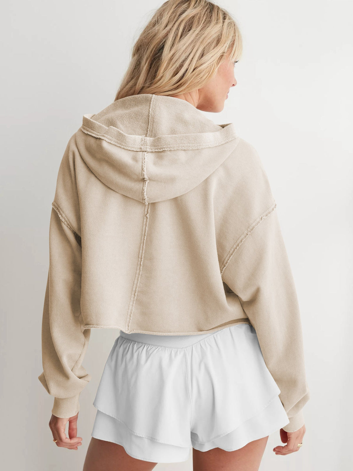 Casual V Neck Half Zip Hoodie