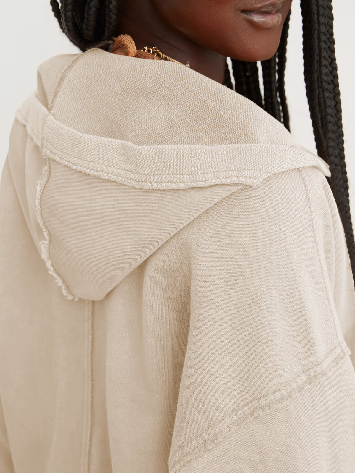 Casual V Neck Half Zip Hoodie
