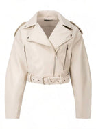 Women's Cropped Faux Leather Moto Jacket