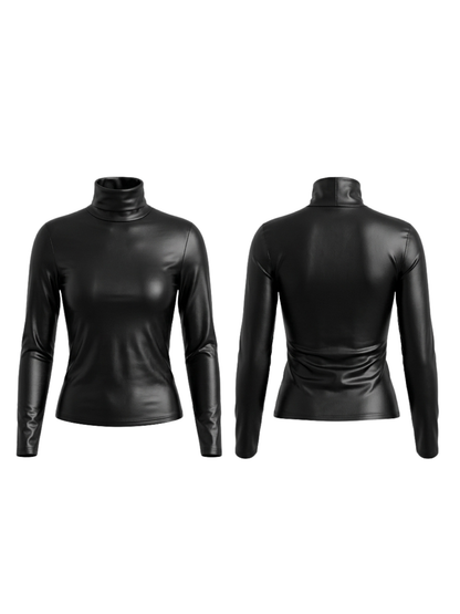 Sexy Glossy PU Faux Leather Suit Set