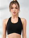 Contrast Color Halter With Chest Pads Sports Bras