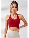Contrast Color Halter With Chest Pads Sports Bras