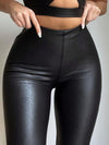 ZASUWA Female PU Glossy Cross Hollow out Faux Leather Tracksuit