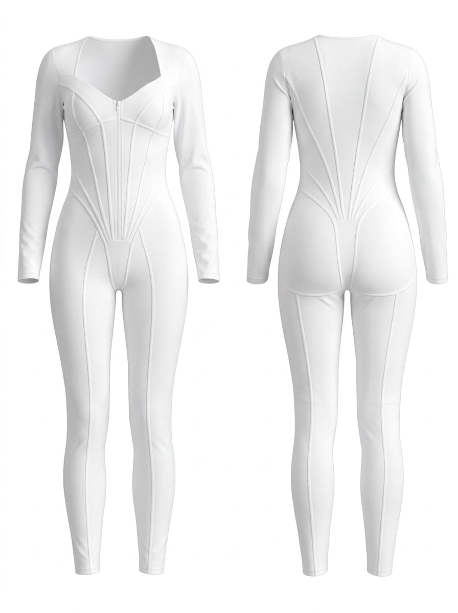 Bauchkontrolle Reißverschluss Po-Push-Up Jumpsuit