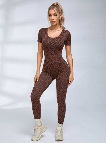 Leoparden-Overall mit Rückenausschnitt