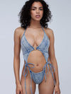 ZASUWA Female Cowboy Hollow Out Cross Back One-Piece