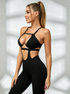 Sexy Contrast Color Stripe Hollow Out Romper