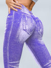 ZASUWA Female Deep V Back Denim Scrunch Bum Leggings
