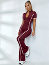 Jumpsuit mit Reißverschluss und Kontraststreifen