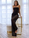 🖤ZASUWA Female Sexy Sheer Mesh Backless Flare Jumpsuit